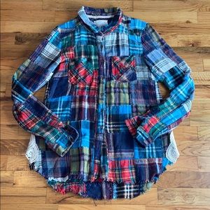 Free People patchwork & crochet-detail flannel